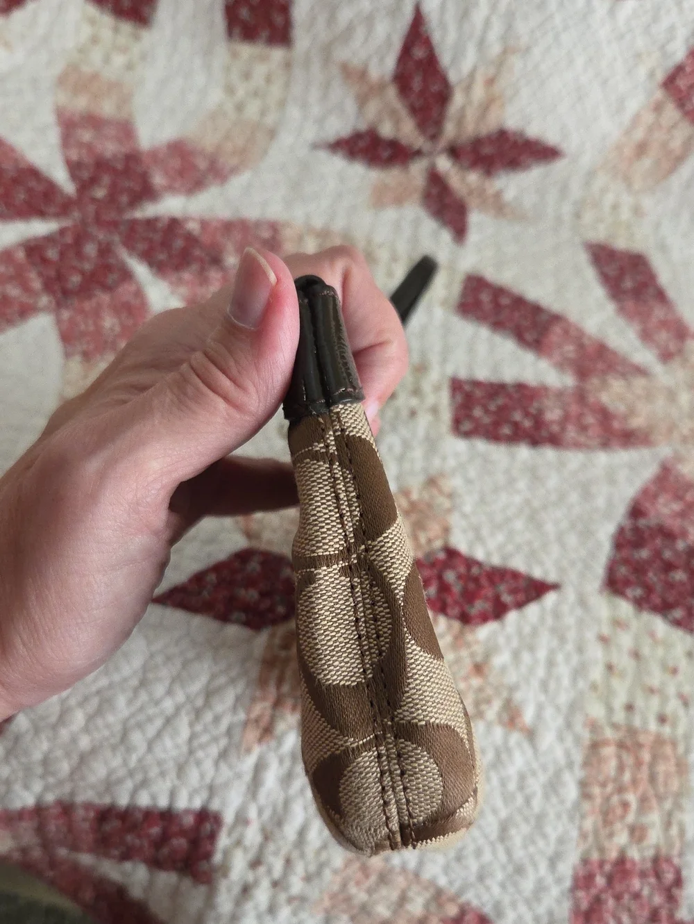 Coach Tan and Brown Signature Canvas Wristlet